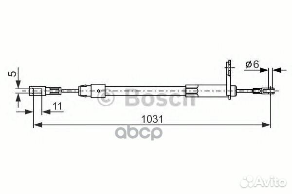 Трос ручного тормоза MB W210 1031мм 1 987 477 8