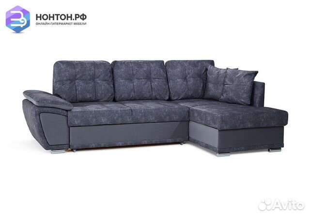 Диван угловой дельфин Риттэр графит / серый