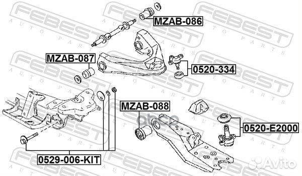 К-кт монтажный болт+2 шайбы+гайка Mazda Bongo