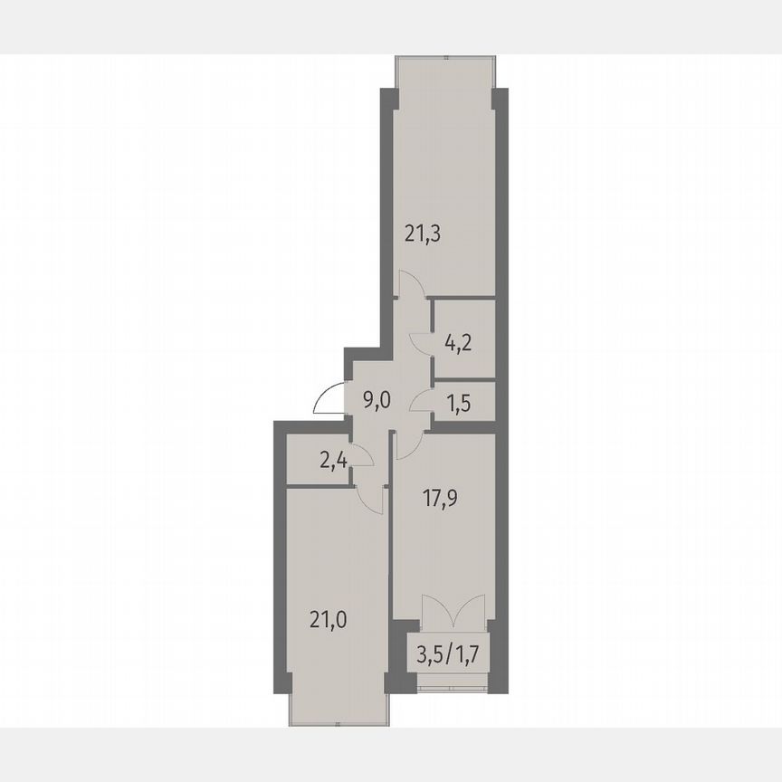 2-к. квартира, 79,1 м², 12/13 эт.