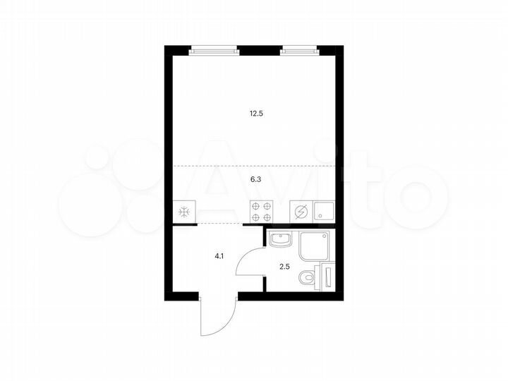 Квартира-студия, 25,4 м², 5/25 эт.