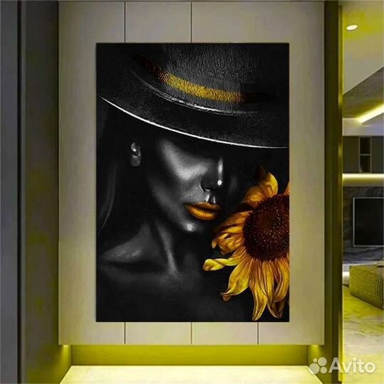 Картина маслом девушка в шляпе