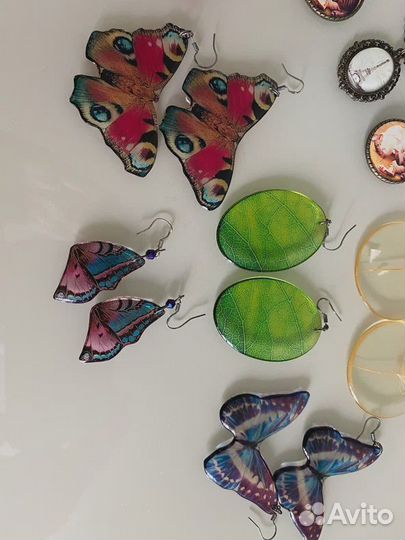 Украшения серьги - крылья бабочки, кулоны