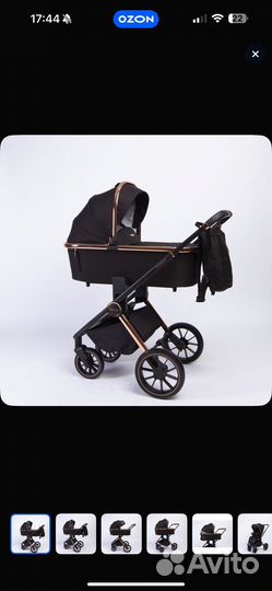 Коляска 3в1 Peppy Monaco Golden black (черный)