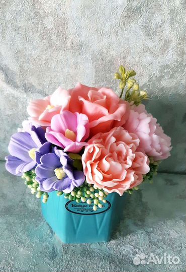 Букеты цветов из мыла пионы,лилии,розы