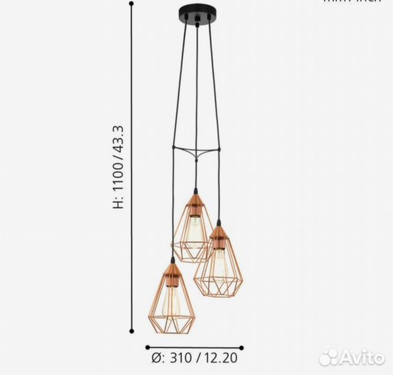 Светильник tarbes 3x60Вт E27 черный 31x31x110см