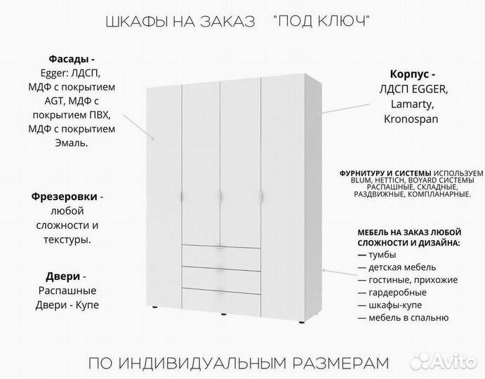 Шкафы распашные по размерам заказчика