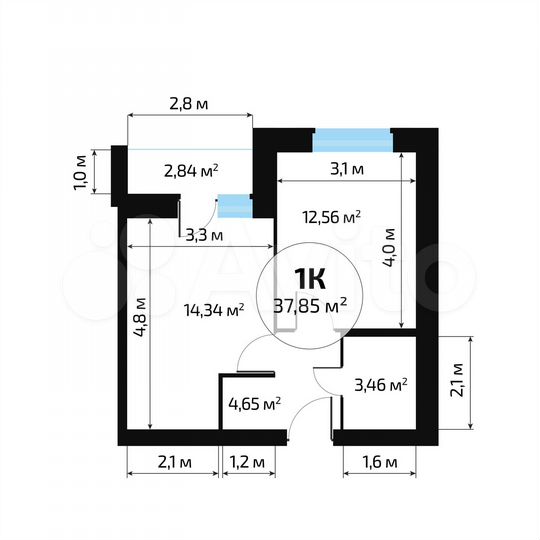 1-к. квартира, 36,4 м², 7/10 эт.