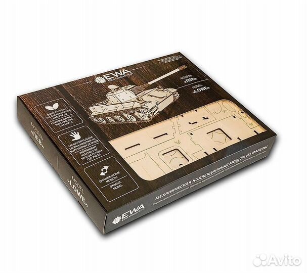 Конструктор деревянный 3D EWA Танк лев, lowe