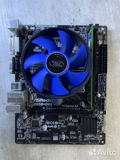 Материнская плата Soc 1150 Asrock + i3 4160 + 4Гб