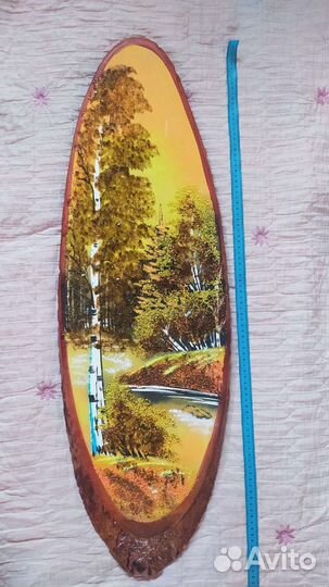 Картины с каменной отделкой на спиле дерева