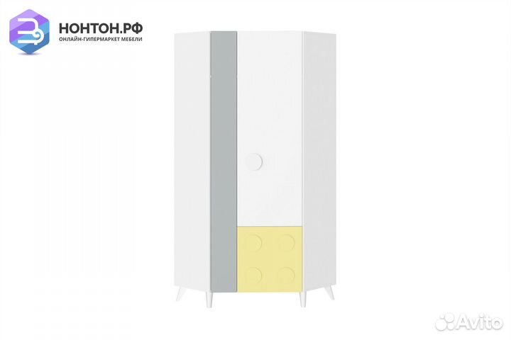 Шкаф Кубо угловой белый / грин грей софт / солнечн