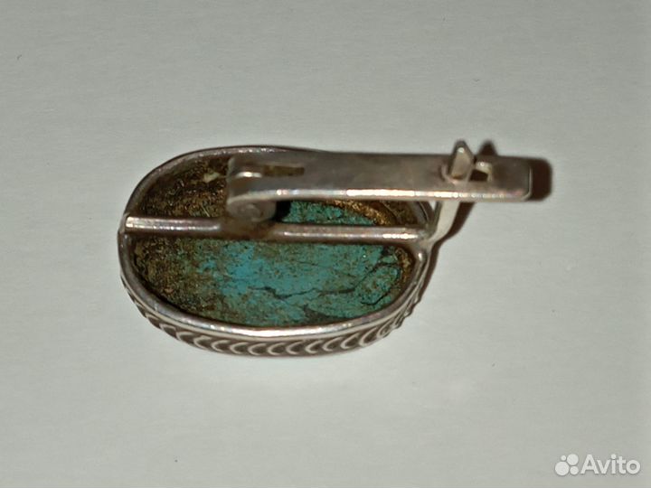Серьга, серебро 925 пробы, натуральная бирюза