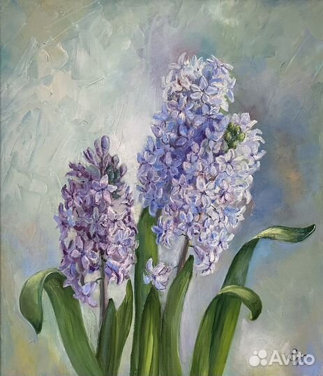 Картина маслом гиацинт