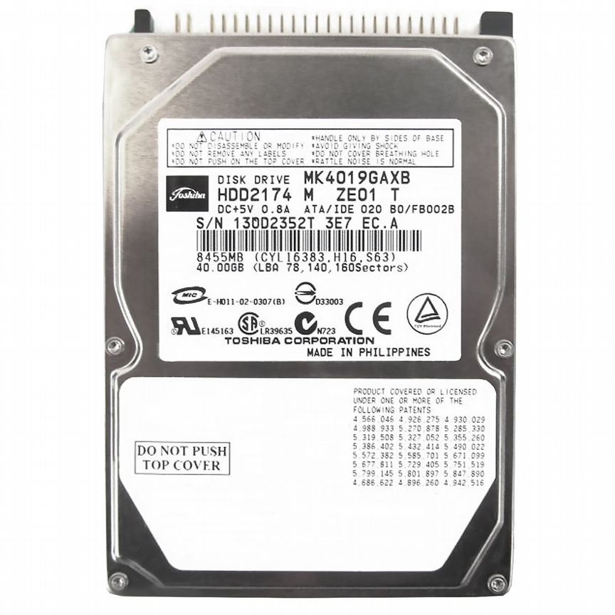 [MK4019GAXB] Жесткий Диск Toshiba 40gb Ide 2,5" Mk4019gaxb