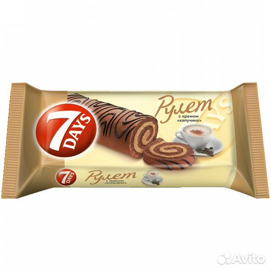 Рулет 7 Days Бисквитный с кремом Капучино 300г
