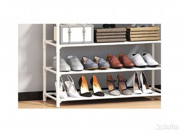 Вешалка для одежды с полкой для обуви, 4 полки
