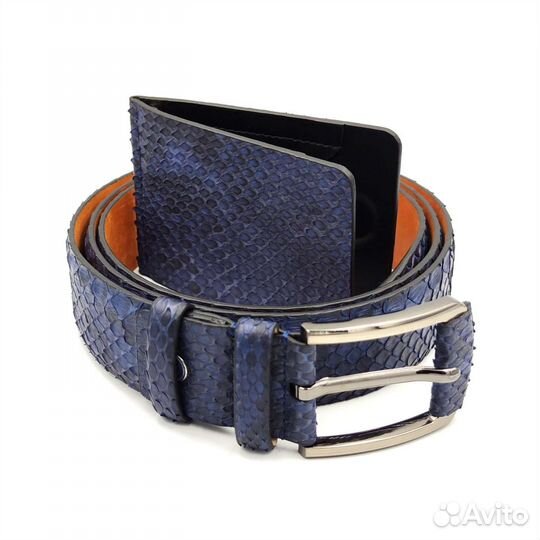Ремень из натуральной кожи питона и страуса