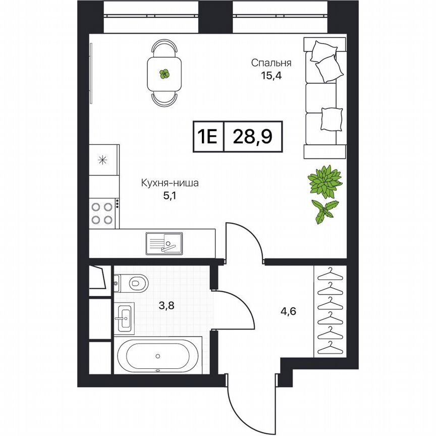 1-к. квартира, 28,9 м², 6/17 эт.