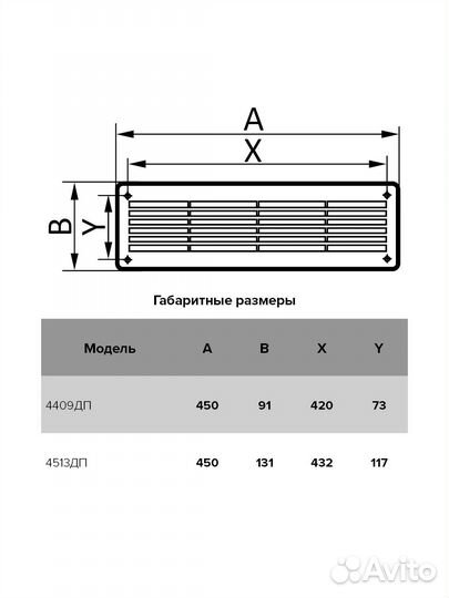Решетка вентиляционная 450х91 бежевая