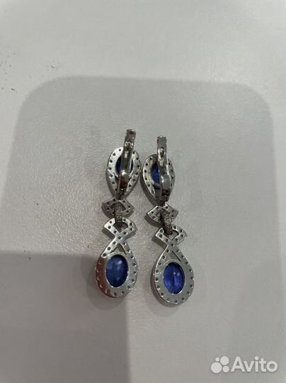 Серьги с сарфирами и бриллиантами МГУ