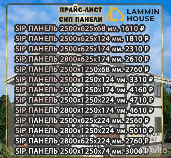Сип панели. SIP 2500Х625Х68 мм