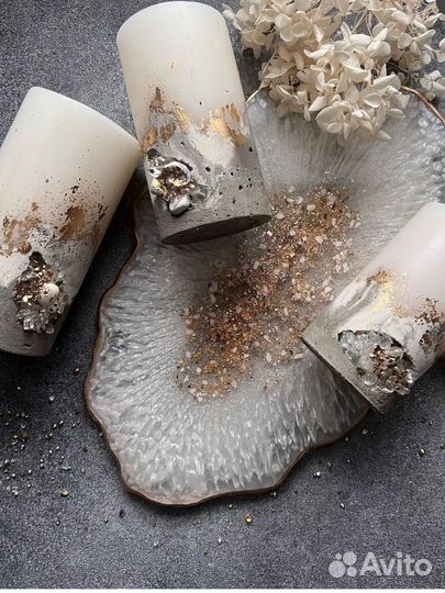 Подставка блюдо из эпоксидной смолы интерьер