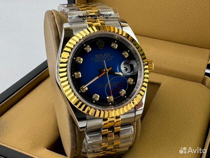 Женские часы Rolex datejust gold blue