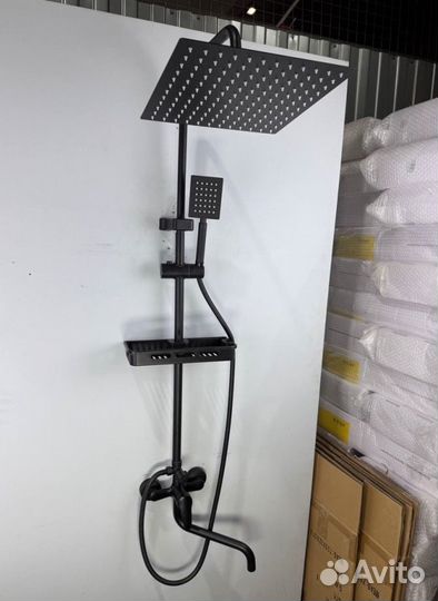 Душевая система 3 в 1 с дилнным краном черная