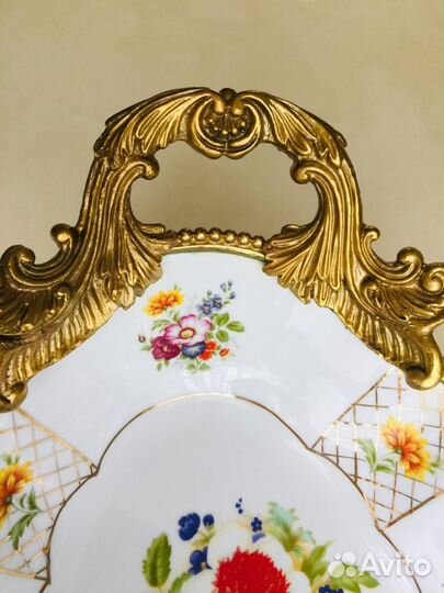 MPM Saxonia Germany блюдо ваза фарфор и бронза