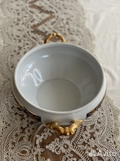 Супница кобальт и костяной фарфор