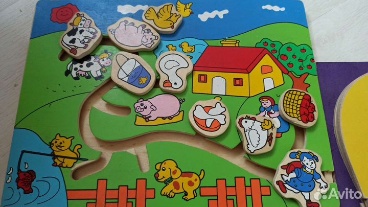 Деревянные пазл, лабиринт, рамка- вкладыш