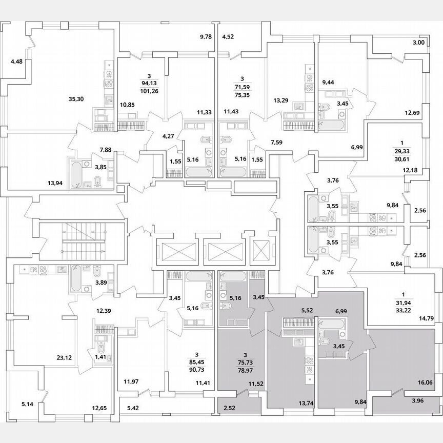 3-к. квартира, 79 м², 15/18 эт.