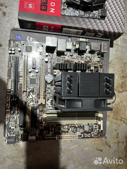 Материнская плата+проц+башня+оперативная память