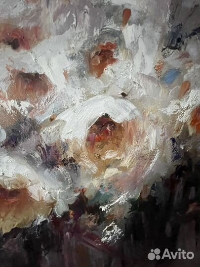 Букет роз картина маслом на холсте 40*40 см