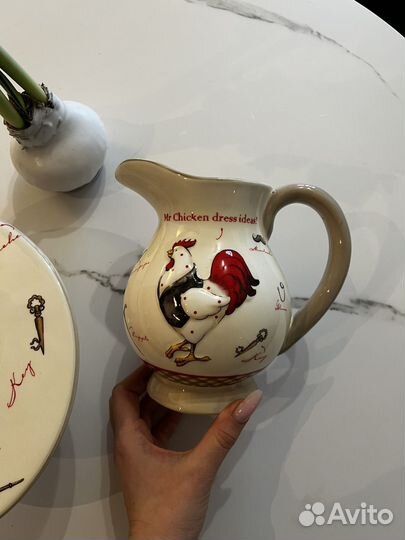 Набор посуды кувшин и блюдо на ножке / тортница