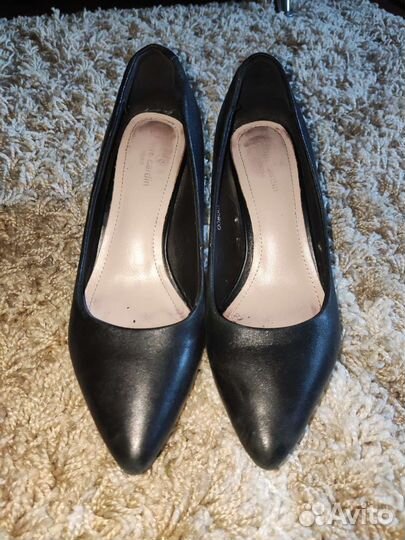 Женские удобные чёрные туфли лодочки