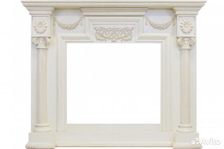 Каминокомплект London - Слоновая кость с очагом
