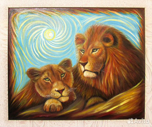 Лев и львица. Холст 60х50. Масло