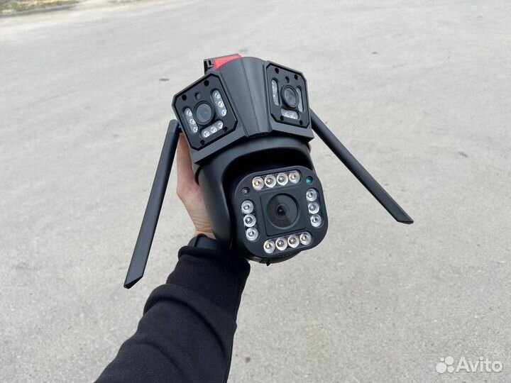 Уличная камера видеонаблюдения 4G 3 объектива