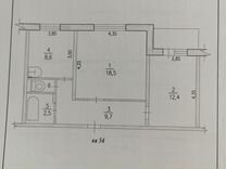 2-к. квартира, 52,6 м², 4/5 эт.