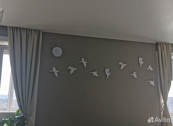 Декор на стену/ стая птиц/ барельеф/ панно
