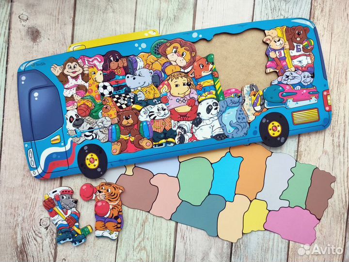 Большой деревянный пазл фигурный, новый