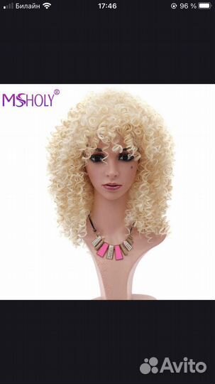 Парик женский блонд кучерявый
