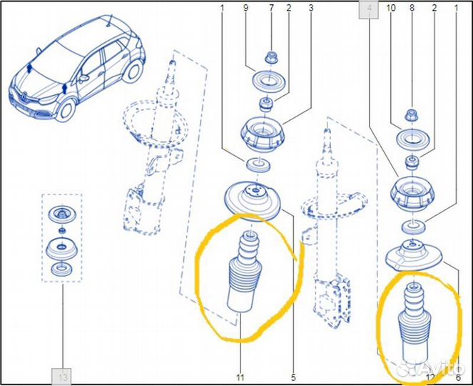 Пыльник и отбойник на стойку передний Renault