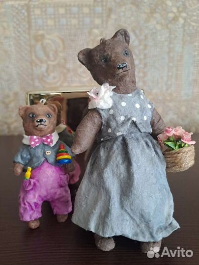 Ватные елочные игрушки. Медведи