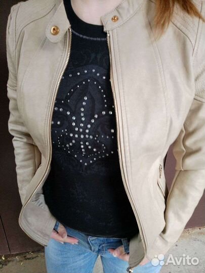 Куртка бежевая кож зам