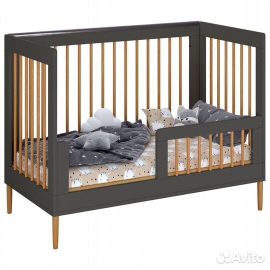 Кроватка детская графит-дуб каменный