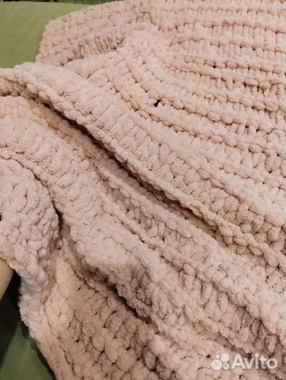 Плед детский плюшевый тёплый вязаный