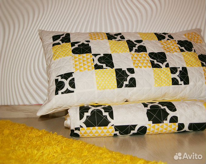 Лоскутное покрывало в стиле пэчворк + 2 наволочки